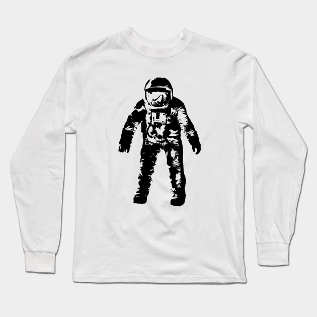 Black Vector Illustration of Astronaut Spaceman Long Sleeve T-Shirt by Spindriftdesigns